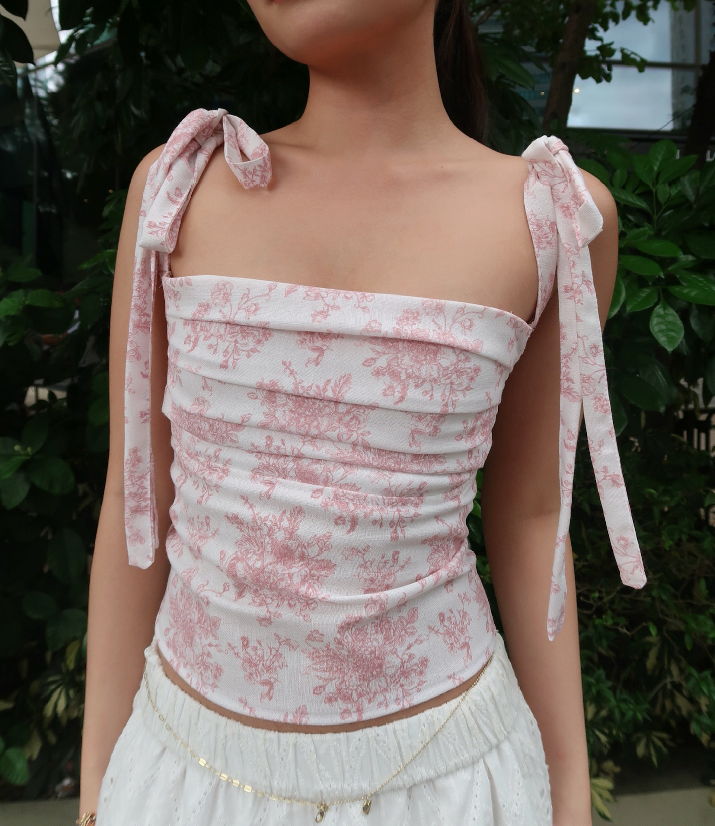 The Lila Top in Pink Toile