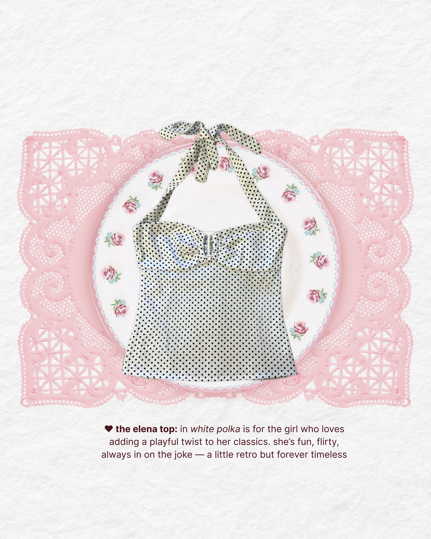 Elena Top in White Polka