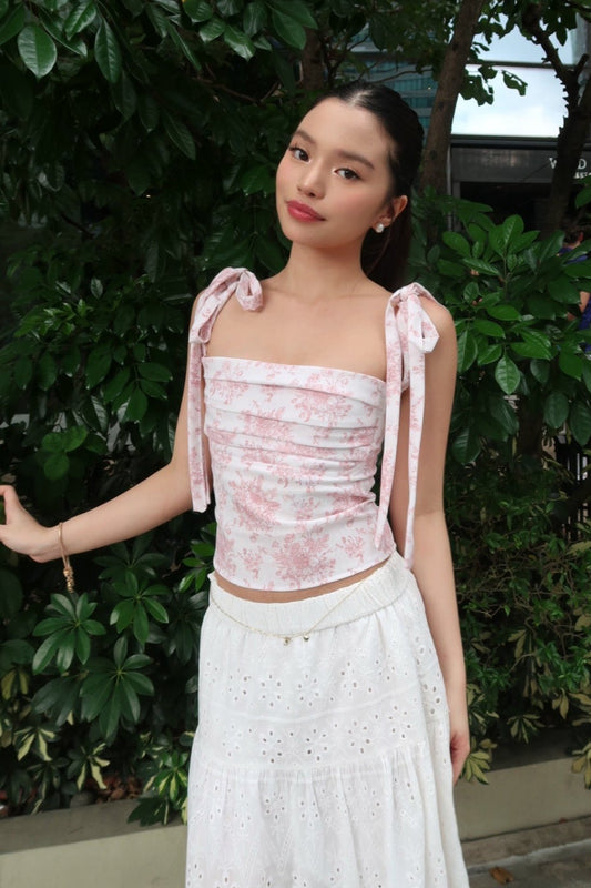 The Lila Top in Pink Toile